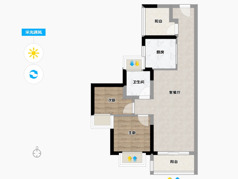 广东省-广州市-港龙皇朝·龙湾壹号-53.60-户型库-采光通风