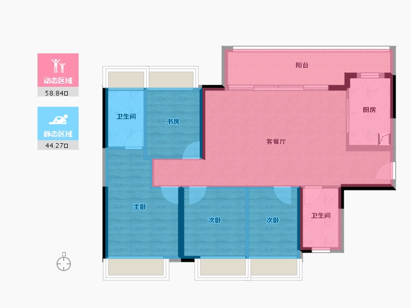 广东省-佛山市-绿城顺德杨柳郡-92.47-户型库-动静分区