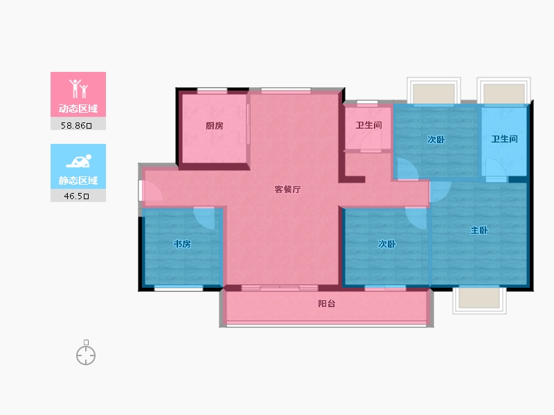 广东省-广州市-碧桂园凤凰城云顶-94.40-户型库-动静分区