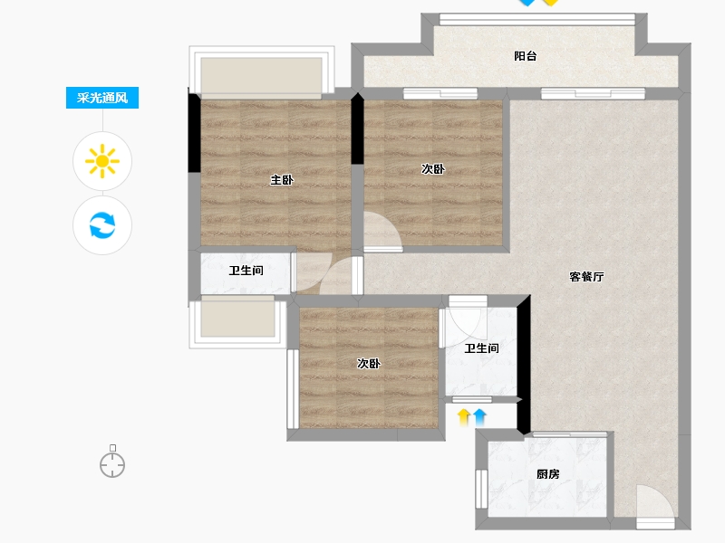 四川省-南充市-誉峰-71.00-户型库-采光通风