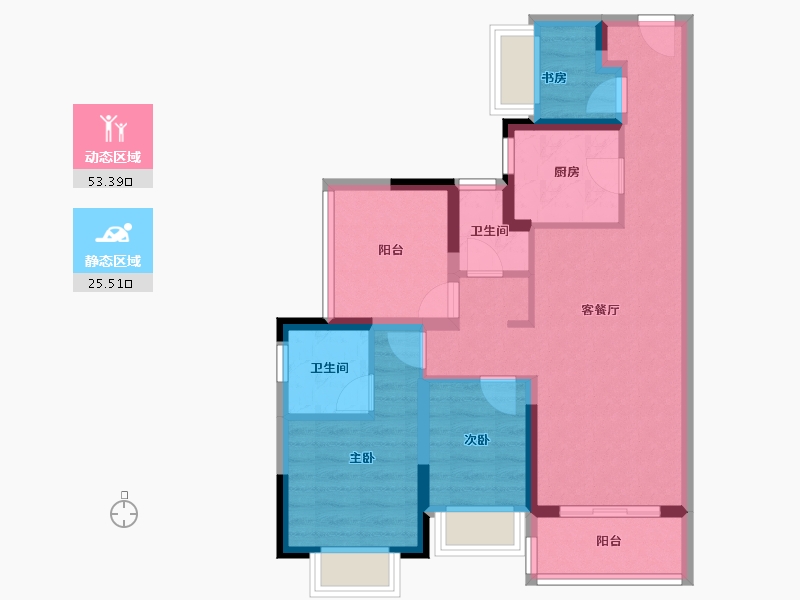 广东省-广州市-港龙皇朝·龙湾壹号-68.80-户型库-动静分区