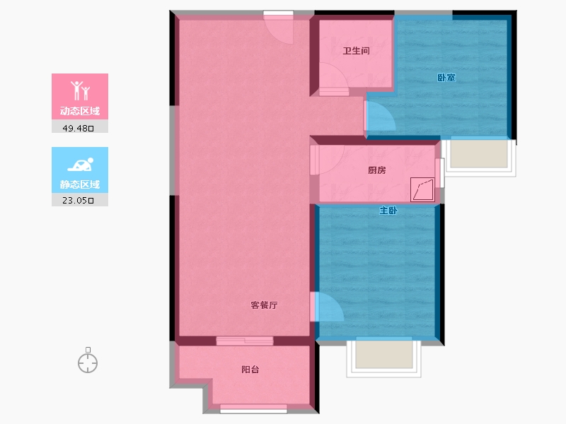 山西省-太原市-碧桂园云顶·云汇-64.25-户型库-动静分区