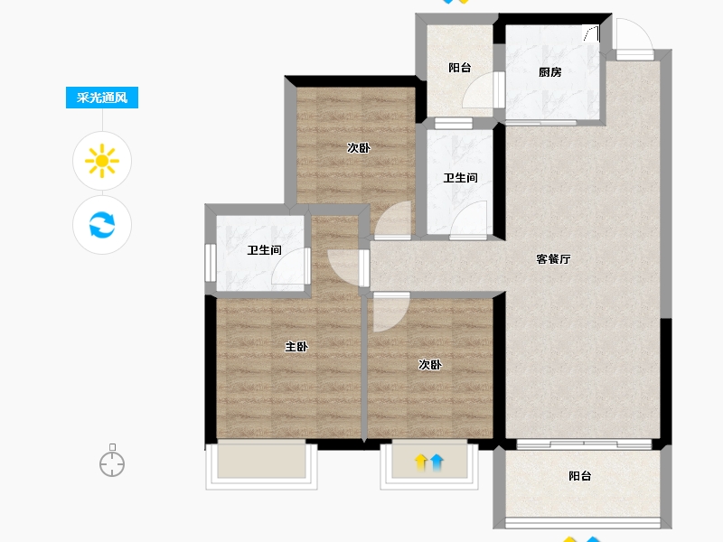 广西壮族自治区-南宁市-盛科城-72.96-户型库-采光通风