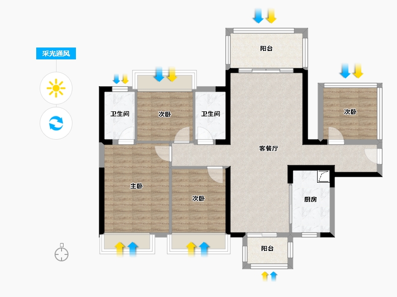 广西壮族自治区-南宁市-荣和·半山华府小区-119.00-户型库-采光通风