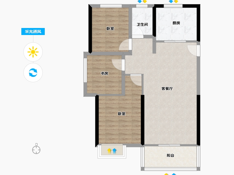 上海-上海市-浦发东悦城-80.00-户型库-采光通风