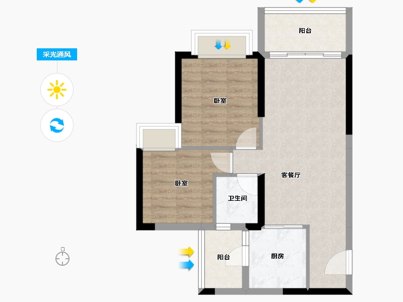 广东省-广州市-敏捷绿湖首府-61.24-户型库-采光通风