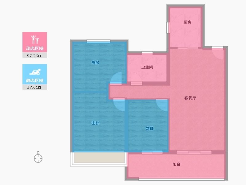 江苏省-常州市-牡丹三江公馆-84.86-户型库-动静分区