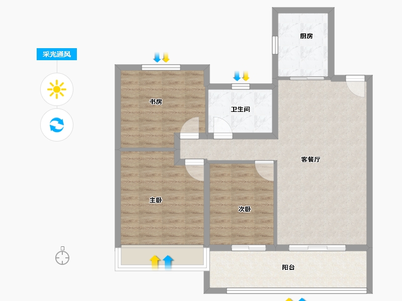 江苏省-常州市-牡丹三江公馆-84.86-户型库-采光通风