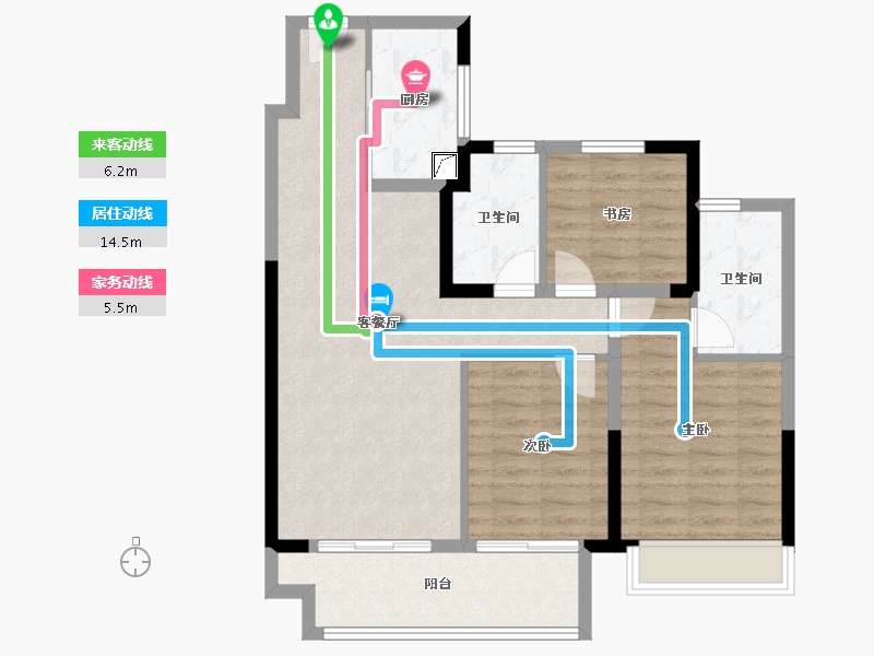 江苏省-常州市-华盛品樾公馆-84.80-户型库-动静线