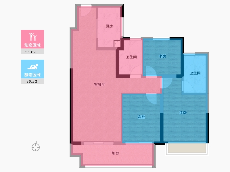 江苏省-常州市-华盛品樾公馆-84.80-户型库-动静分区