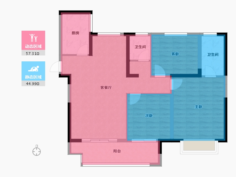 江苏省-常州市-光明光樾华庭-91.96-户型库-动静分区