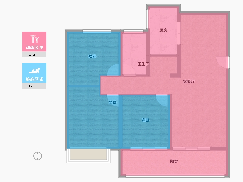 江苏省-常州市-长兴秀江南水岸名苑-91.33-户型库-动静分区