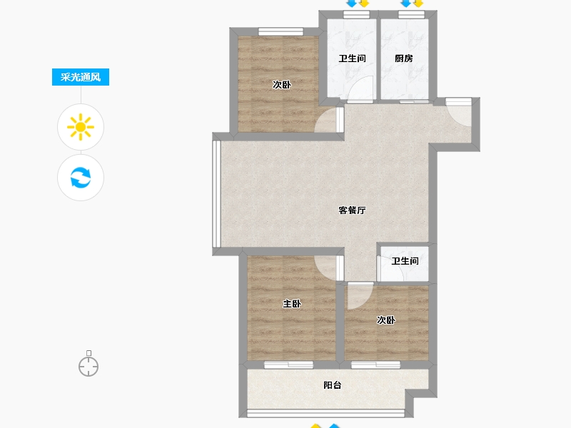 江苏省-常州市-长兴秀江南水岸名苑-65.86-户型库-采光通风