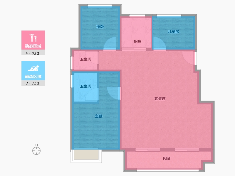 安徽省-六安市-新滨湖孔雀城-94.41-户型库-动静分区