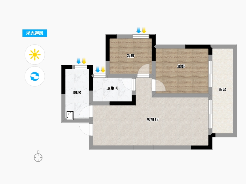 广西壮族自治区-南宁市-九宸府-58.66-户型库-采光通风