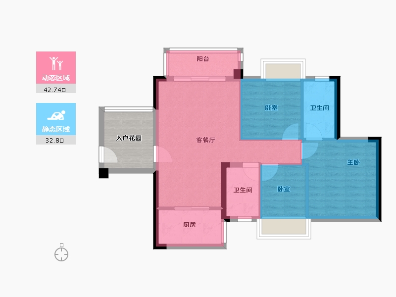 广东省-广州市-嘉霖聚和尊悦台-74.49-户型库-动静分区