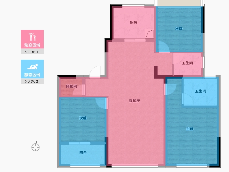 江苏省-常州市-塘月观邸-92.80-户型库-动静分区