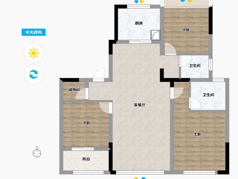 江苏省-常州市-塘月观邸-92.80-户型库-采光通风