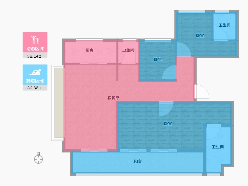 安徽省-合肥市-信达华宇锦绣龙川-132.00-户型库-动静分区