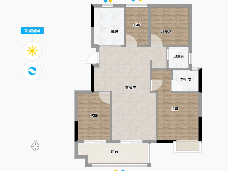 安徽省-合肥市-时代领峯-88.00-户型库-采光通风