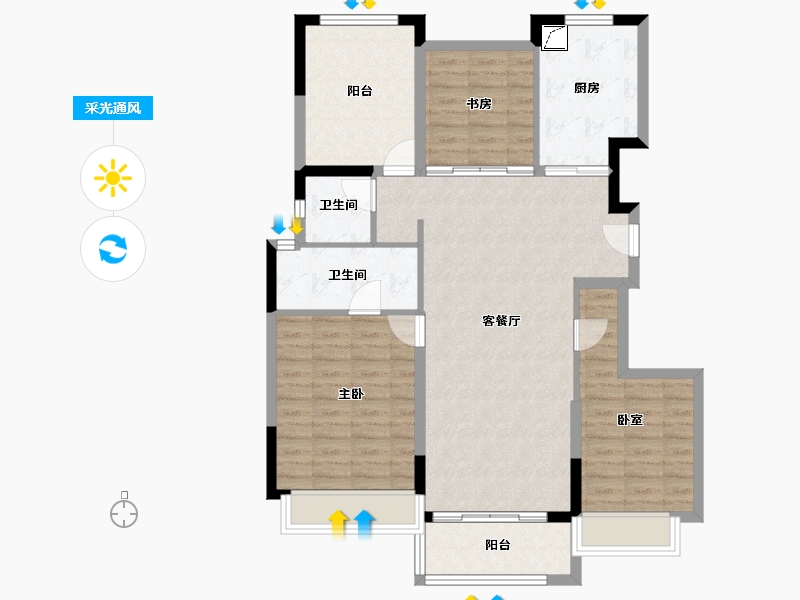 广东省-佛山市-越秀·阅湖台-101.44-户型库-采光通风