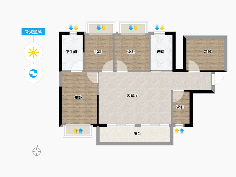 广西壮族自治区-南宁市-锦云湖光-84.00-户型库-采光通风