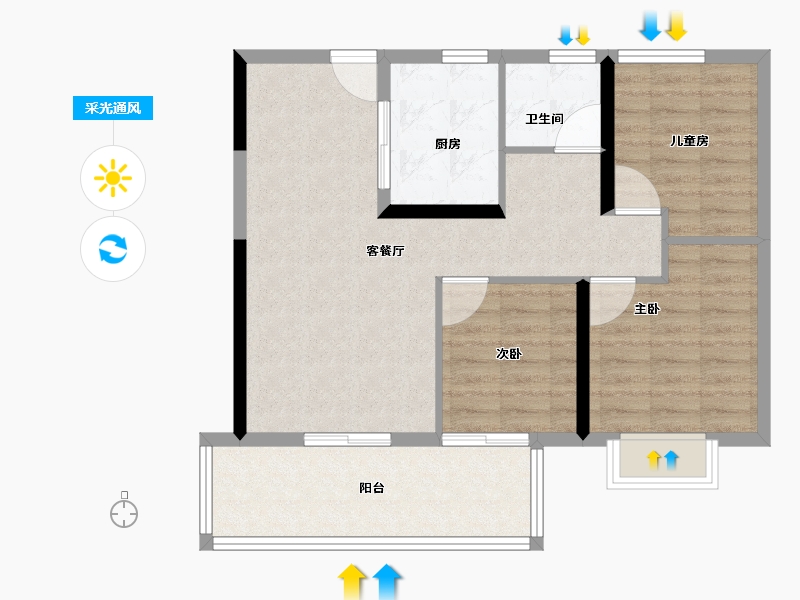 安徽省-合肥市-时代领峯-79.20-户型库-采光通风