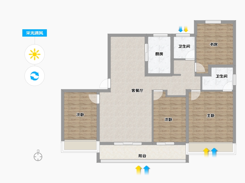 江苏省-常州市-牡丹三江公馆-114.94-户型库-采光通风