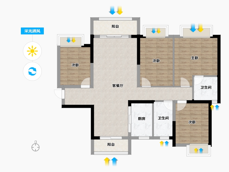 广西壮族自治区-南宁市-广源华府-106.29-户型库-采光通风