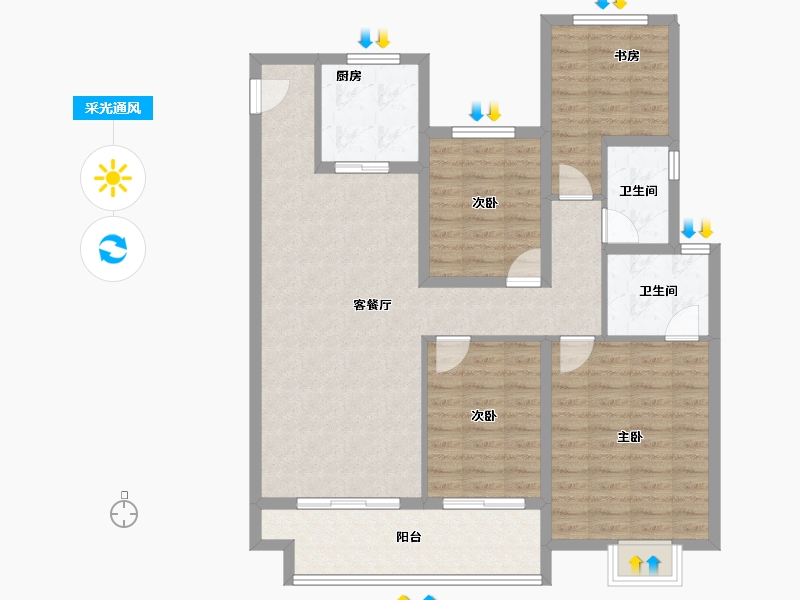 江苏省-常州市-熙悦府-106.46-户型库-采光通风