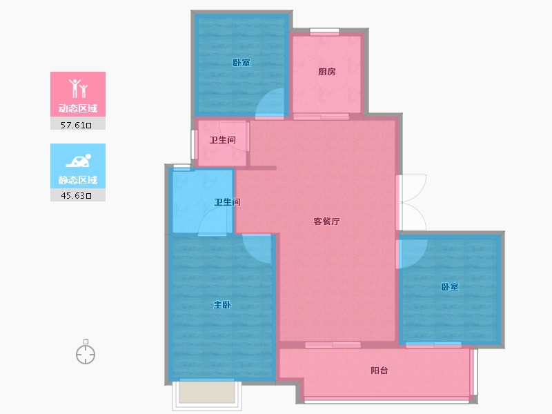 安徽省-合肥市-信达华宇锦绣龙川-93.61-户型库-动静分区