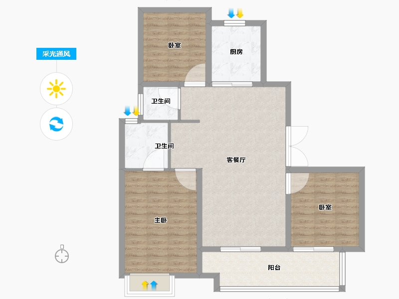 安徽省-合肥市-信达华宇锦绣龙川-93.61-户型库-采光通风