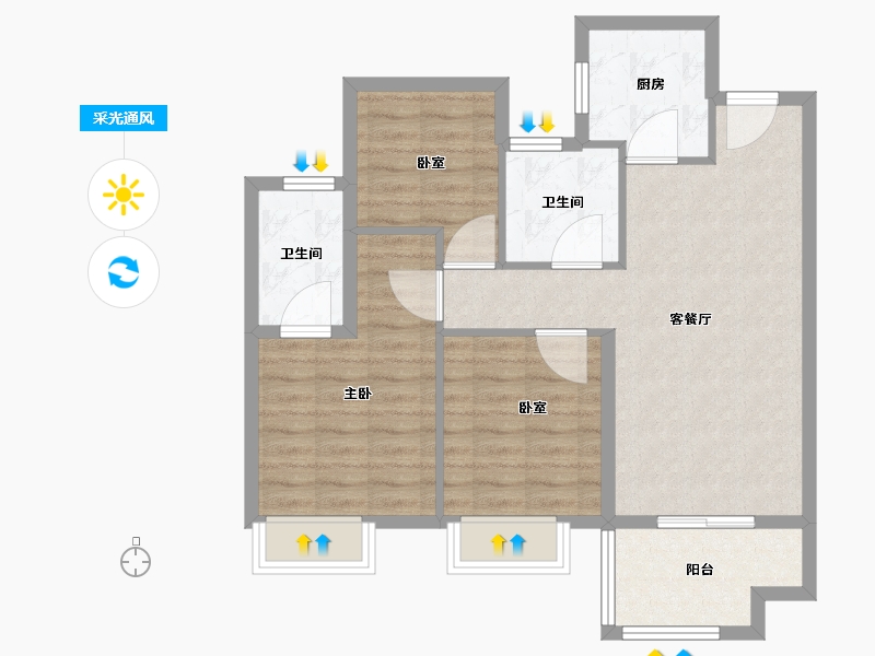 安徽省-合肥市-信达华宇锦绣龙川-79.21-户型库-采光通风