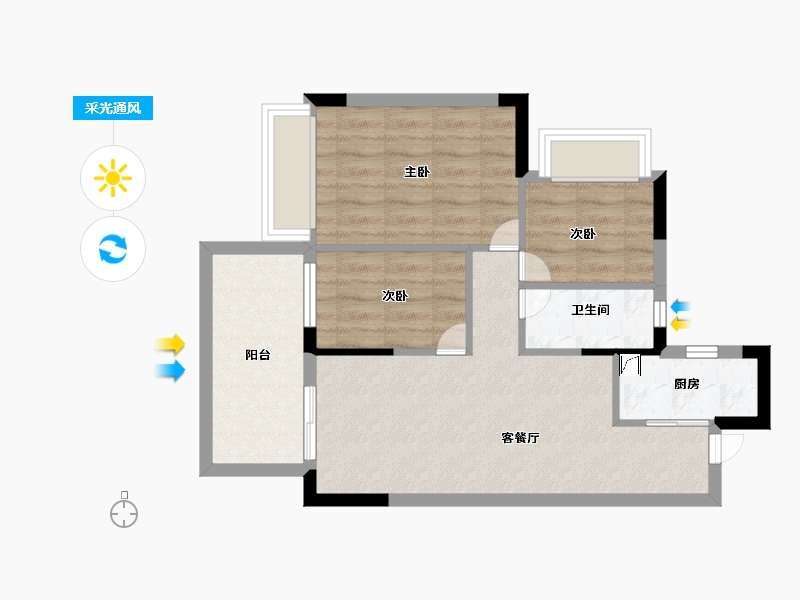 广西壮族自治区-南宁市-阳光城江南檀悦-59.97-户型库-采光通风