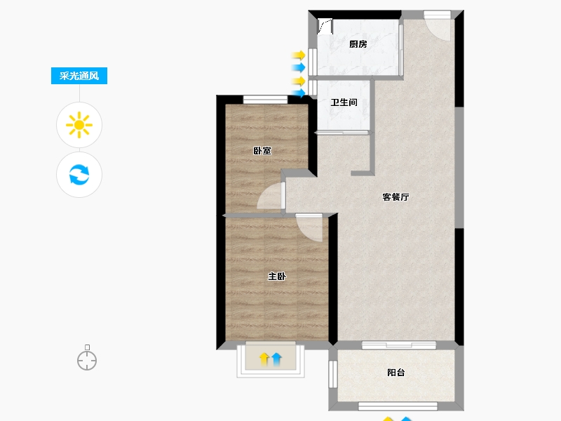 山西省-太原市-碧桂园云顶·云汇-60.45-户型库-采光通风