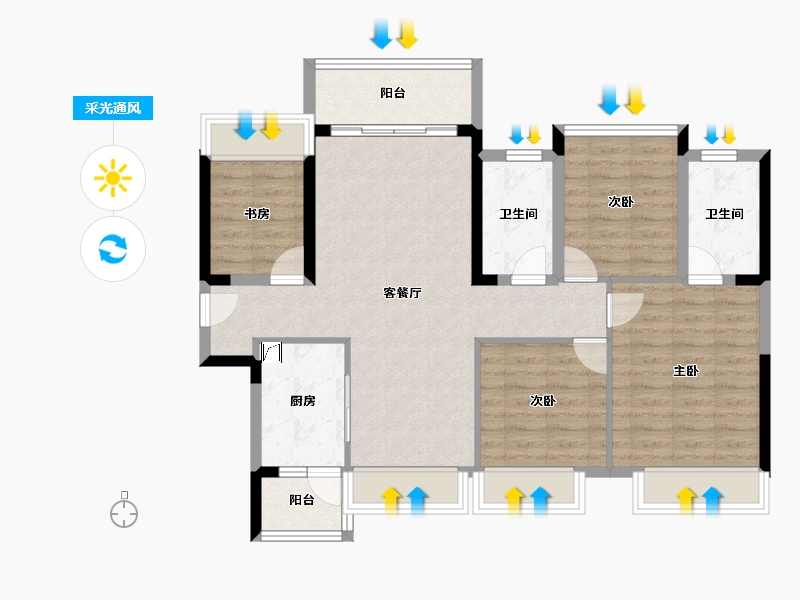 广东省-佛山市-华侨城云邸星悦-93.03-户型库-采光通风