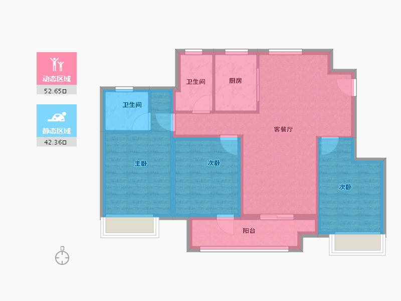 安徽省-六安市-新滨湖孔雀城-84.80-户型库-动静分区