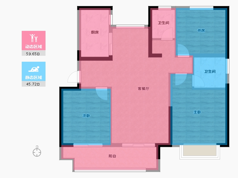 江苏省-常州市-光明光樾华庭-94.86-户型库-动静分区