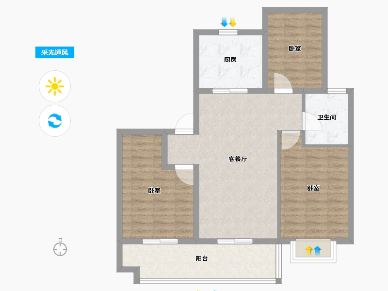 安徽省-合肥市-中梁力高云湖印-83.40-户型库-采光通风