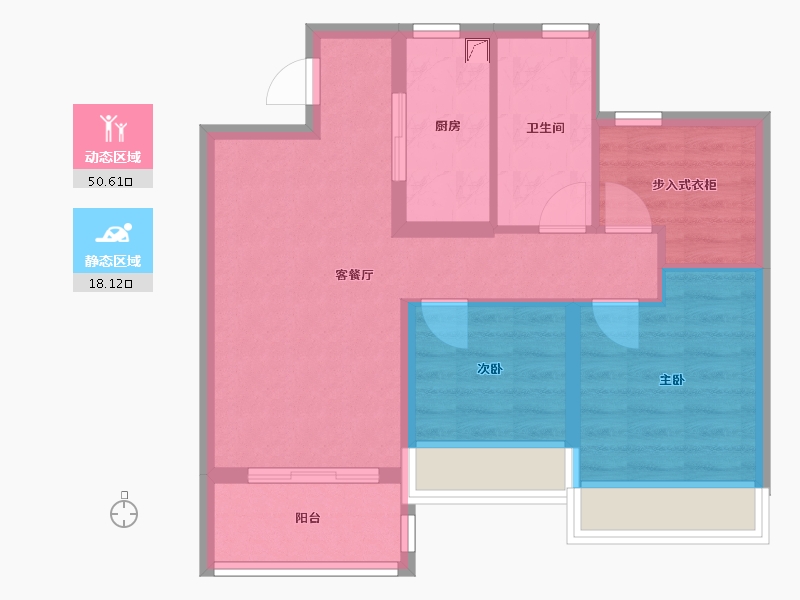 江苏省-苏州市-朗诗和风熙华雅苑-70.00-户型库-动静分区