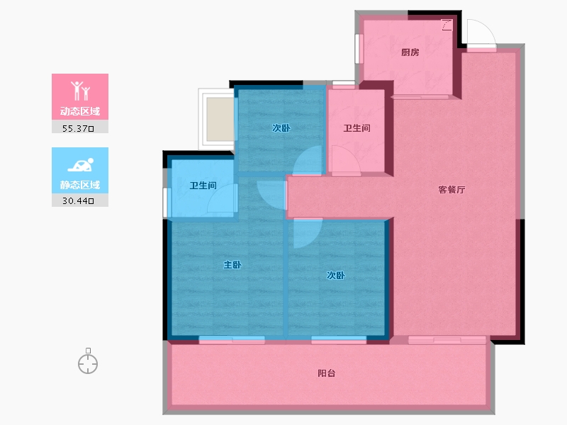 广西壮族自治区-南宁市-安吉大唐世家-76.45-户型库-动静分区