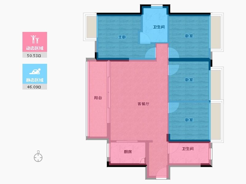 广东省-佛山市-华侨城云邸星悦-86.57-户型库-动静分区