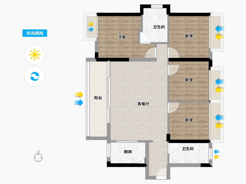 广东省-佛山市-华侨城云邸星悦-86.57-户型库-采光通风