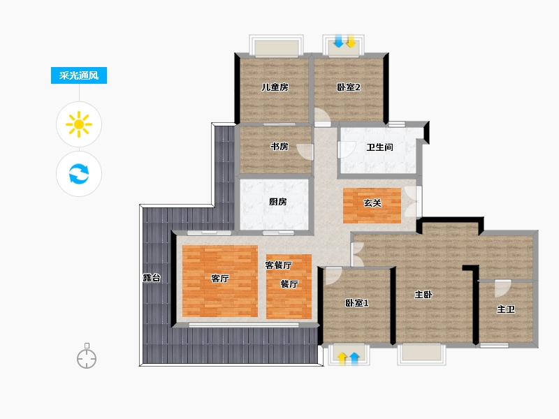 贵州省-贵阳市-中铁尚和锦城-169.71-户型库-采光通风