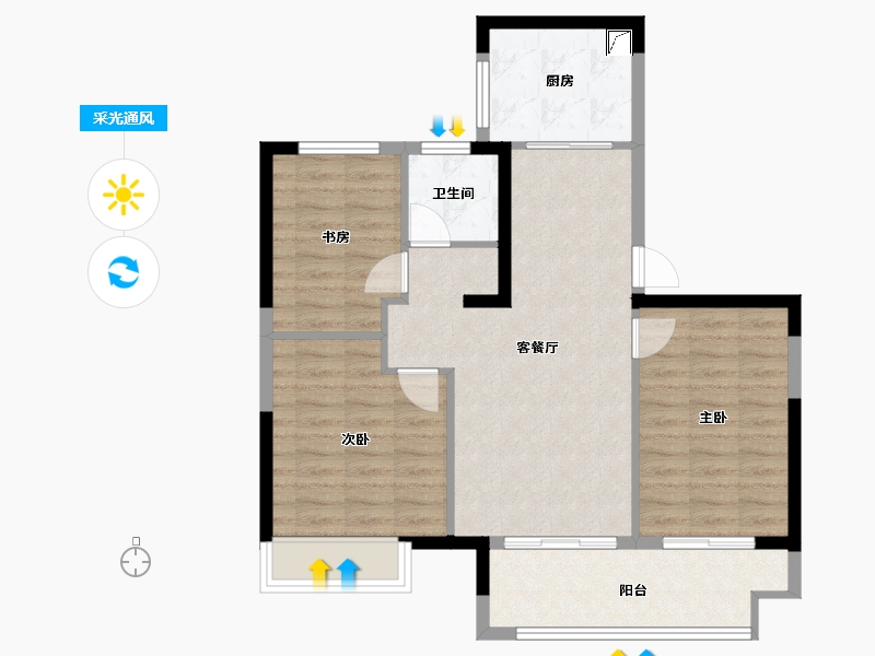 江苏省-常州市-光明光樾华庭-78.57-户型库-采光通风