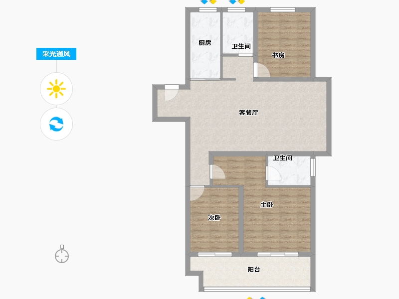 江苏省-常州市-长兴秀江南水岸名苑-100.77-户型库-采光通风