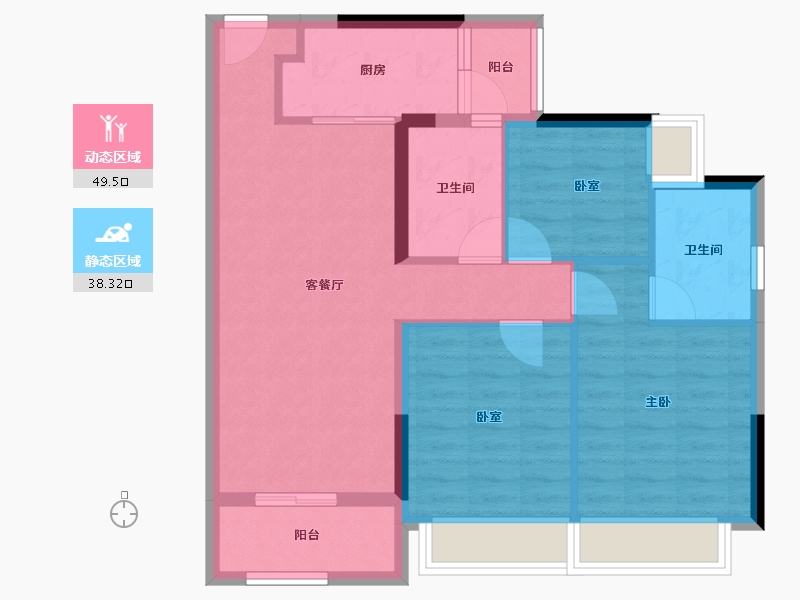 广东省-广州市-叠溪花园-78.40-户型库-动静分区