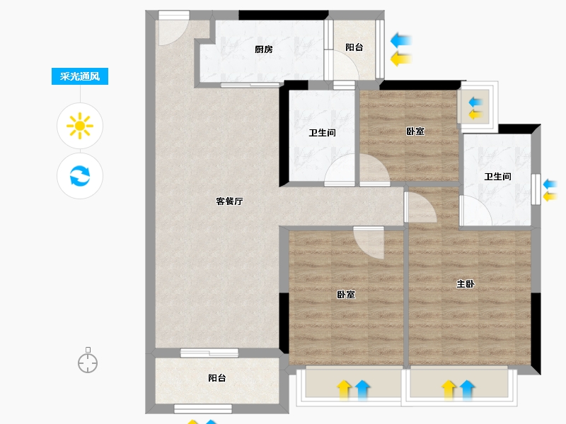 广东省-广州市-叠溪花园-78.40-户型库-采光通风