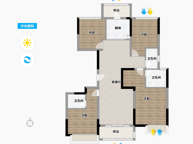 广东省-佛山市-华侨城云邸星悦-124.31-户型库-采光通风