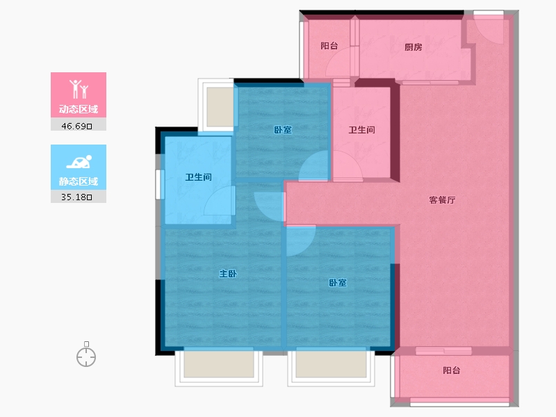 广东省-广州市-叠溪花园-72.80-户型库-动静分区